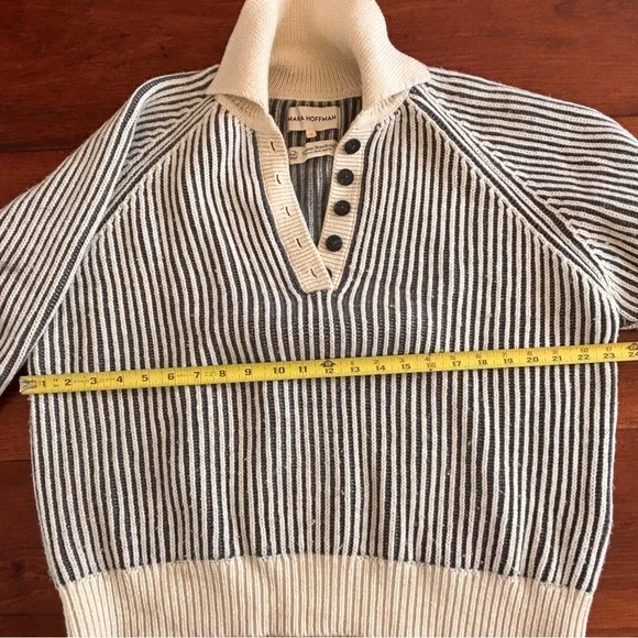 Mara Hoffman wool ribbed collared Henley sweater